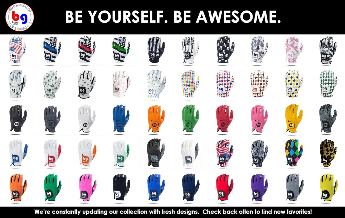 BG Bender - Mens Golf Glove, Durable Mesh Golf Gloves, Unique Golf Gloves