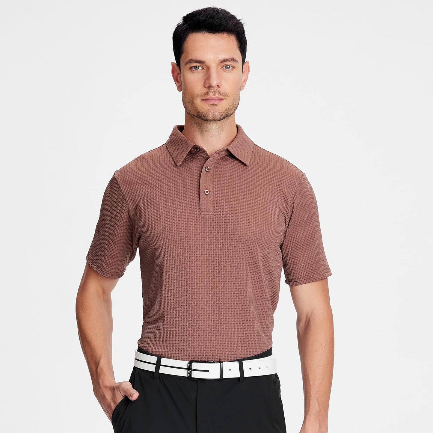 WARHORSEE Golf Polo Shirts for Men Short Sleeve Wrinkle Free 4 Way Stretch Moisture Wicking Performance Collared Tshirts