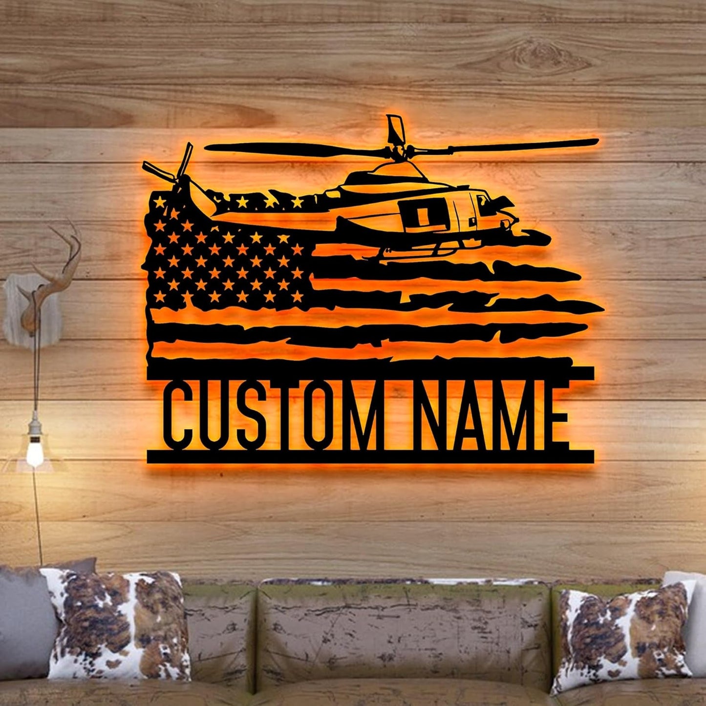 Personalized US Army Helicopter Metal Sign With LED Lights, Custom Helicopter Metal Sign, Hobbie Gifts, Helicopter Sign, Wall Hanging Home Decor Birthday Xmas Gift
