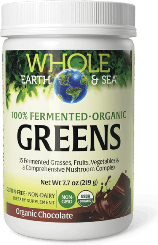 Natural Factors Whole Earth & Sea, Organic Fermented Greens, Vegan Whole Food Supplement, Chocolate, 7.7 Oz