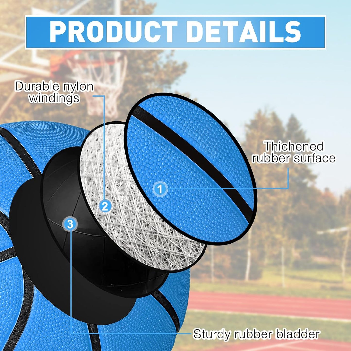 Libima 4 Pcs Rubber Basketball with Pump Official Size Indoor Outdoor Basketball Game Practice Training Kid Teen Women Men Streetbball Sport Gift Back to School