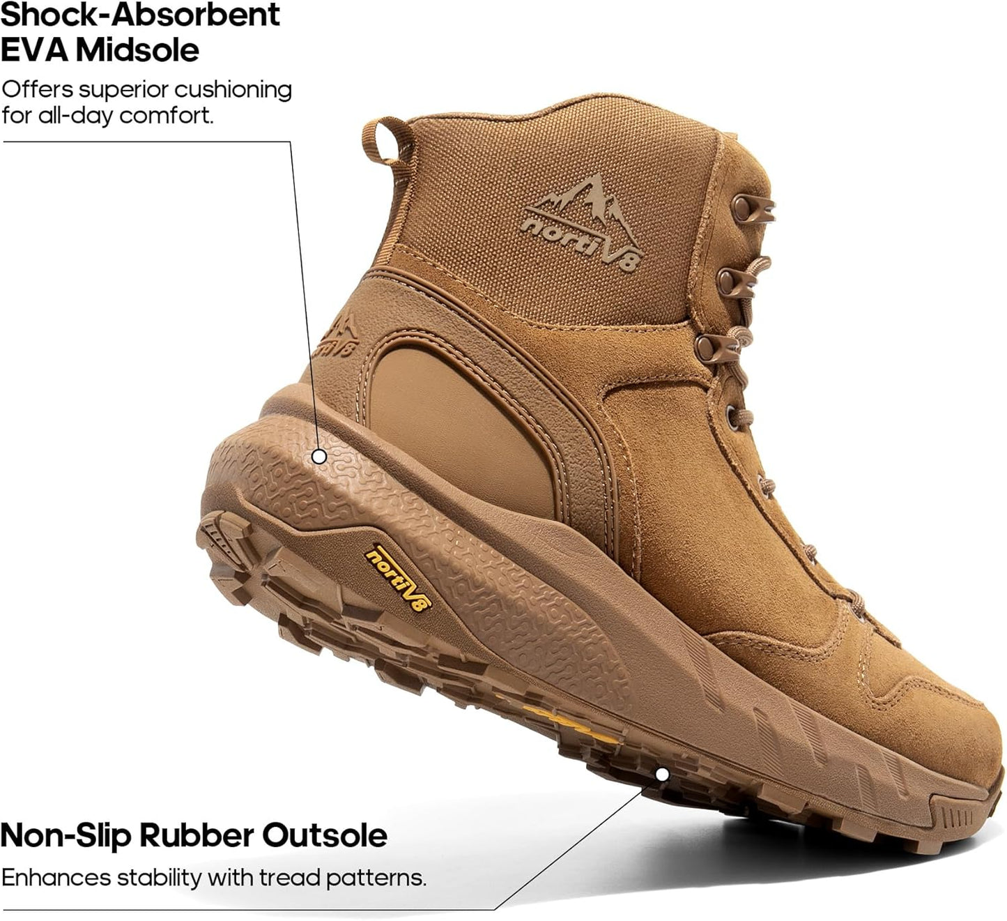 NORTIV 8 Men's Military Tactical Boot Lightweight Comfortable Boots for Work All Day Side Zipper Motorcycle Combat Hiking Boots Metrostrike(8-9 Inches)