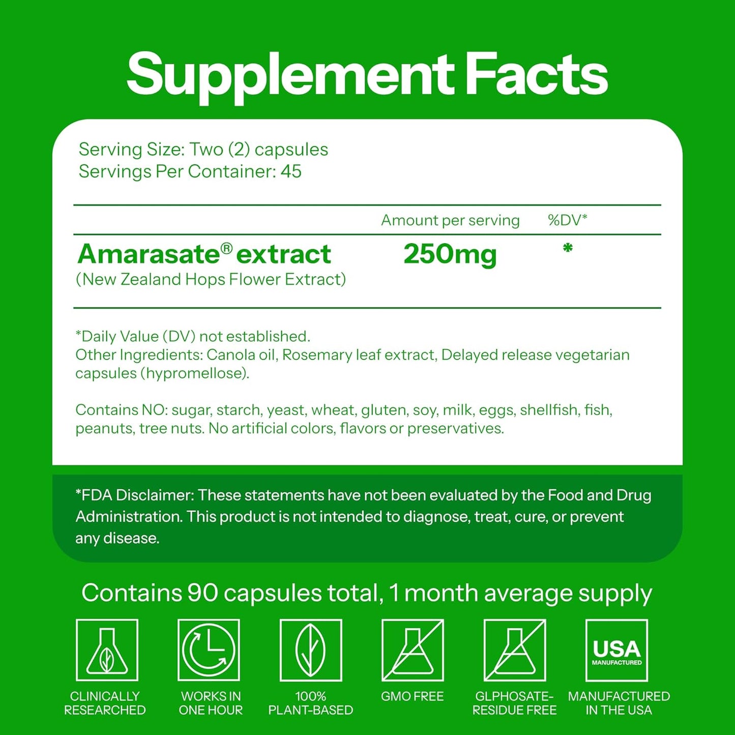 Calorie Control Supplement 6X Natural GLP-1 Activator, Official & Patented Amarasate Formula, Plant Based Dietary GLP1 Supplement, Manages Appetite, Hunger & Cravings, 1 Month Average Supply, 90 Count