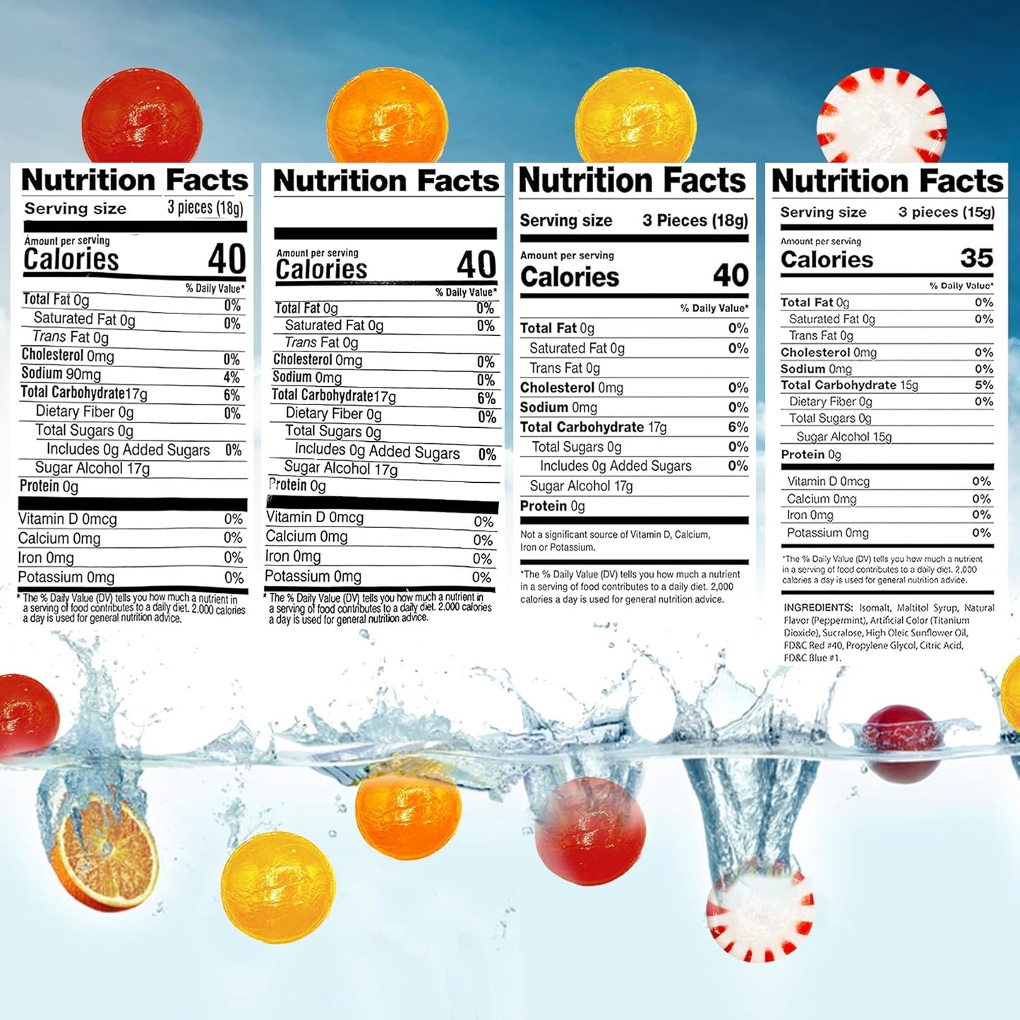 Sugar Free Hard Candy Assortment - 1 Pound Bulk Bag (Approx 80 Count), Butterscotch, Lemon, Cinnamon, Peppermint Starlight Sugarfree Candy, Diabetic and Keto Friendly Zero Sugar Hard Candies, Individually Wrapped