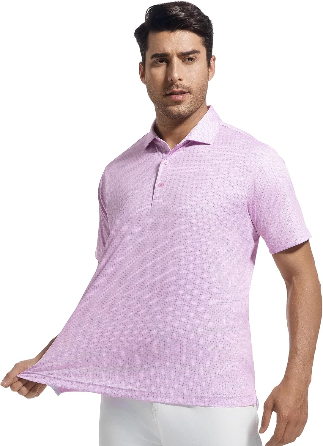 SAMERM Mens Golf Shirts Short Sleeve Dry Fit Performance Moisture Wicking Print Sport Polo Shirts for Men Casual