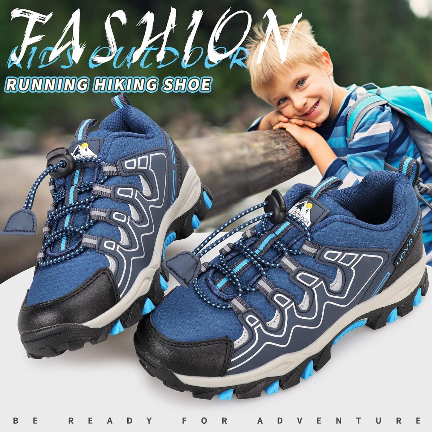 UOVO Boys Girls Kids Sneakers Hiking Running Outdoor Walking Tennis Shoes Waterproof Non Slip Fashion Sneakers(Little/Big Kids