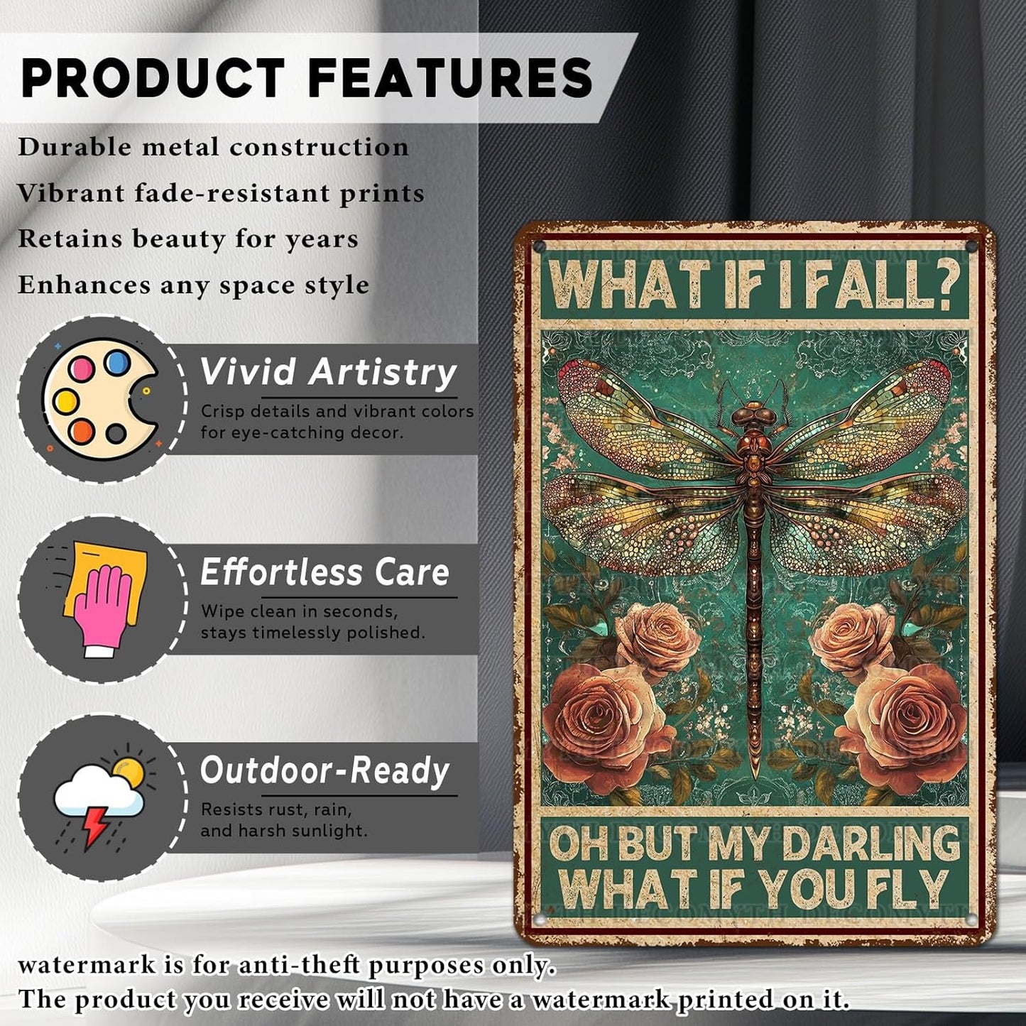 Vintage Tin Sign What If You Fly Tin Sign Metal Wall Decor for Home Office Kitchen Bar Cafe Garden Wall Decor 12 * 8inch