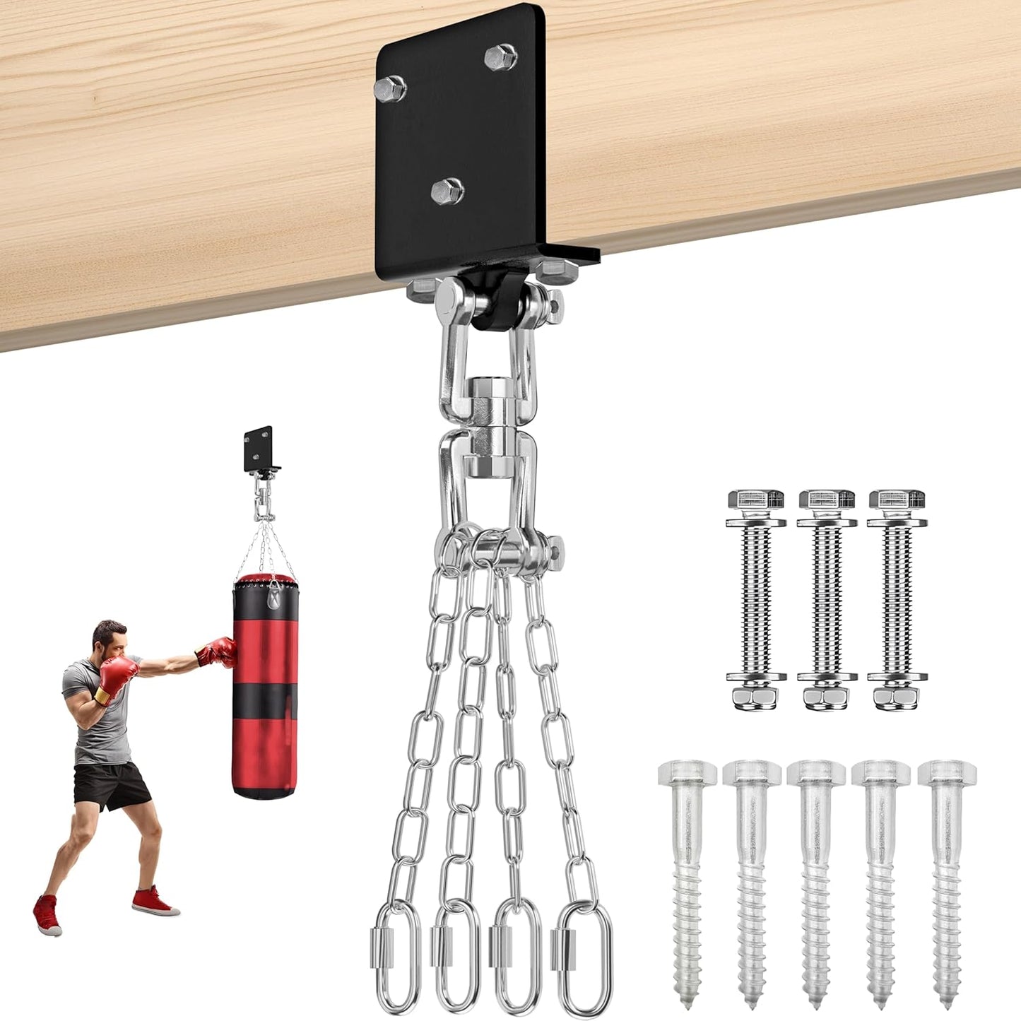 Heavy Bag Hanger for Heavy Bag Beam Mount 360° Rotation Boxing Bag Ceiling Mount I-Beam Punching Bag Hanger Beam Mount Hooks Fit Hanging Punching Bags and Swings (700 LB Capacity)