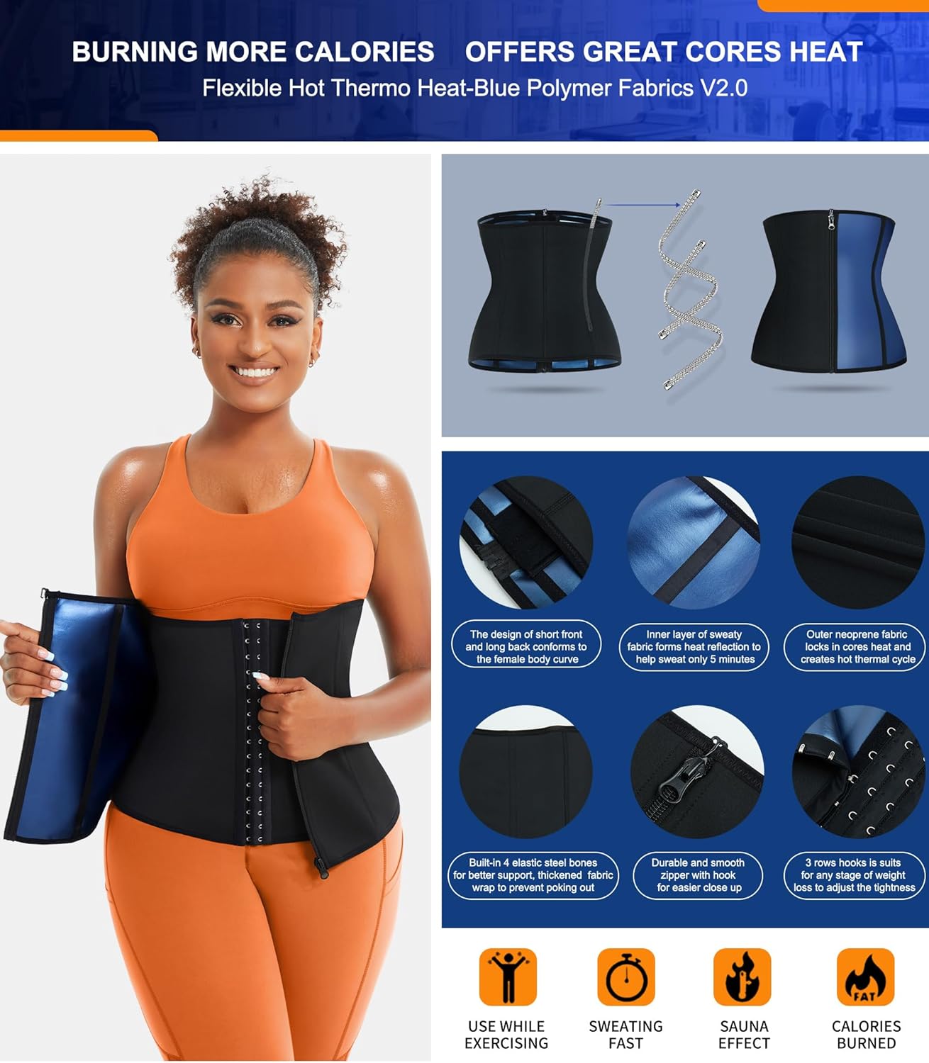 TrainingGirl Waist Trainer for Women Lower Belly Waist Trimmer Corset Tummy Wrap Workout Sweat Belt Band Sports Sauna Suit