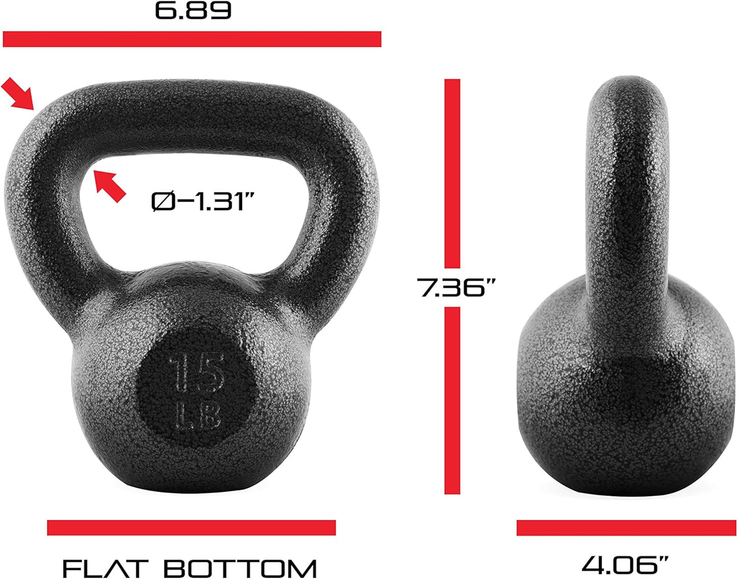 WF Athletic Supply Hammerstone Painted Cast Iron Kettlebells, Home & Gym Equipment, Great for Strength Training, Full Body Workout & Crossfit Training, Color & Size Options Available in 10-80 Pounds