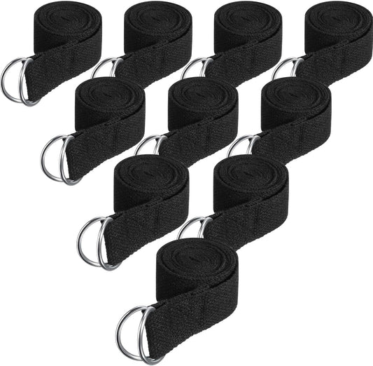 Jerify 10 Pcs Yoga Strap for Stretching Bulk 6ft Exercise Stretch Band with Metal D Ring Adjustable Pilates Non Elastic Yoga Stretch Belt for Women Men Physical Fitness Gym Workout Dance