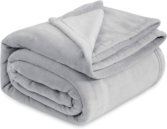 Bedsure Fleece Blanket California King Light Grey - Lightweight Plush Fuzzy Cozy Soft Bed Blankets, 102x96 inches