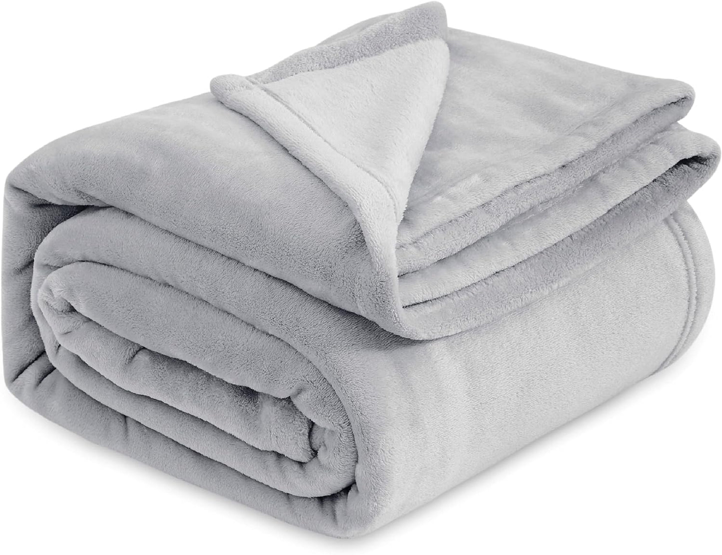 Bedsure Fleece Blankets King Size Light Grey - Bed Blanket Soft Lightweight Plush Cozy Fuzzy Luxury Microfiber, 108x90 inches