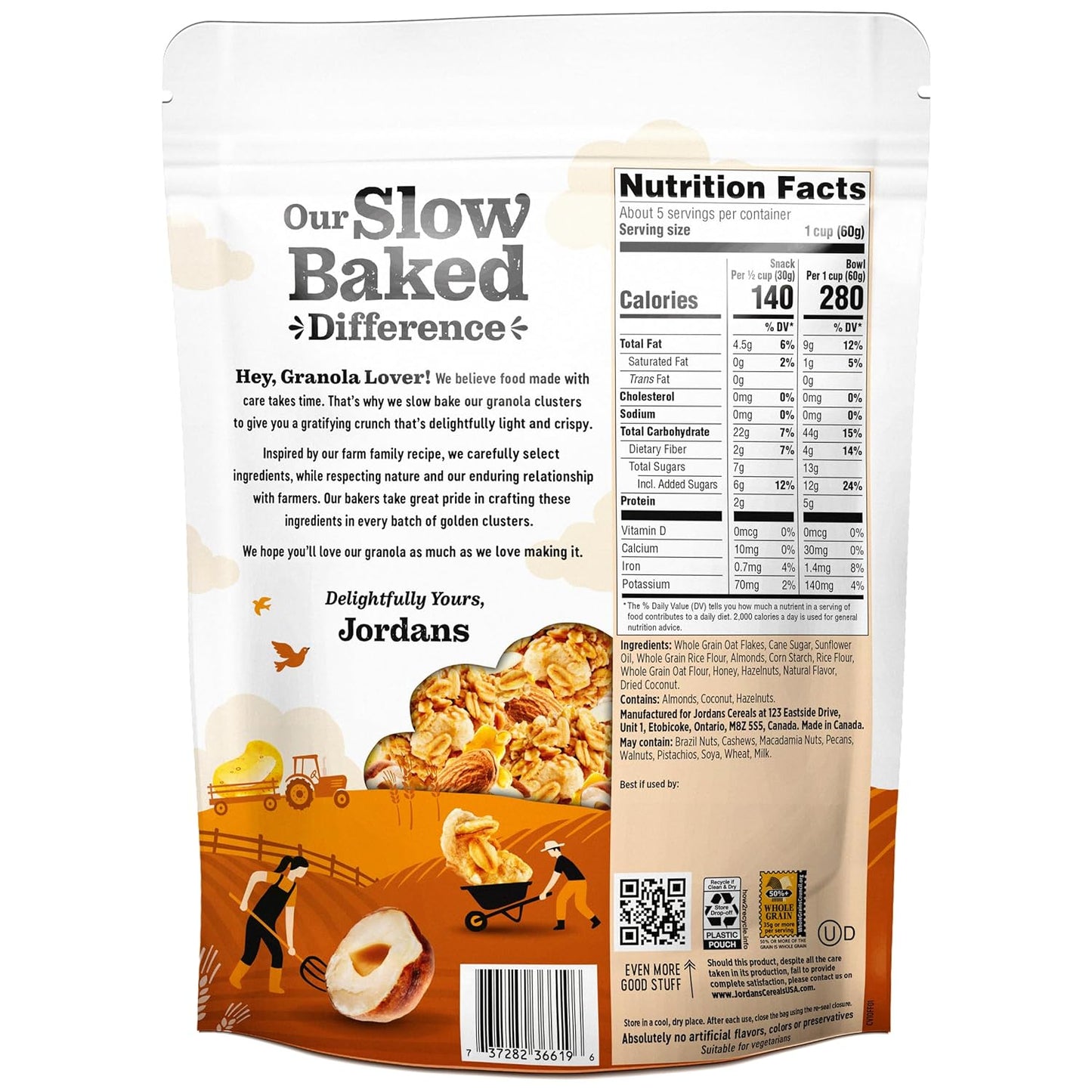 Jordans Slow Baked Granola | Honey Nut Slow-baked Granola with Almonds, Hazelnuts and Honey | No Artificial Flavors, Colors, or Preservatives, 11.4 oz (Pack of 3)