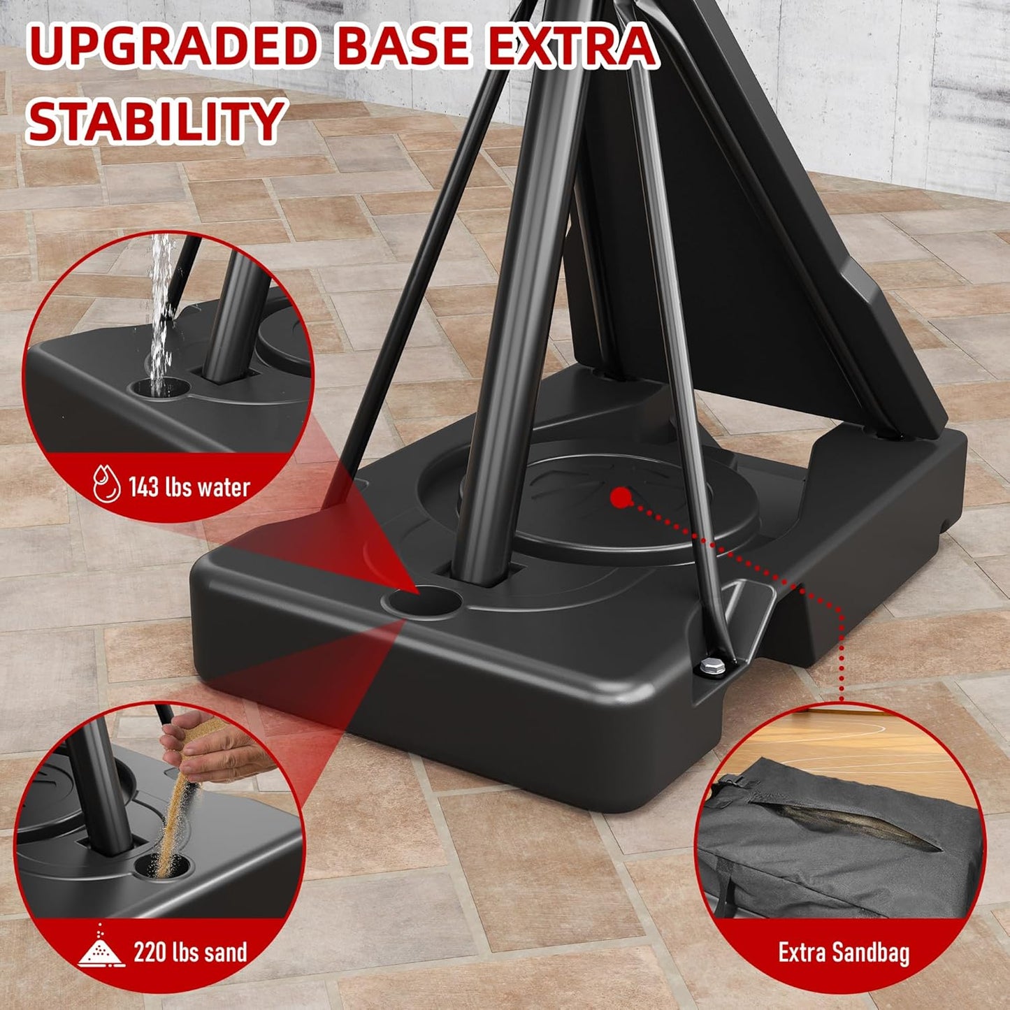 Basketball Hoop Outdoor with 44/54 Inch Shatterproof Backboard, 5.25-10FT Height Portable Basketball Hoop with Sandbag, Adjustable Basketball Goal System