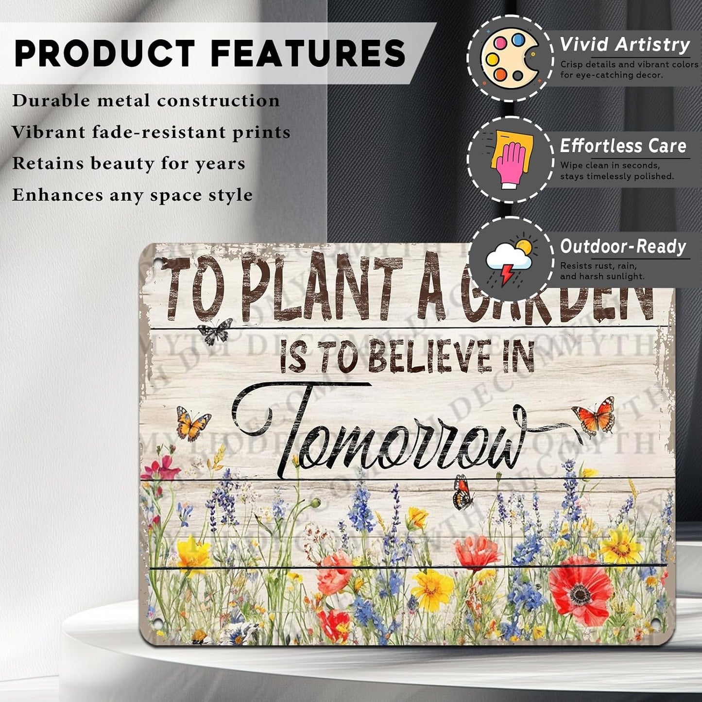 Gardening Vintage Metal Sign Plaque To Plant A Garden is To Believe Tomorrow Sign for Home Greenhouse Living Room Bedroom Outdoor Decor 12 * 16inch