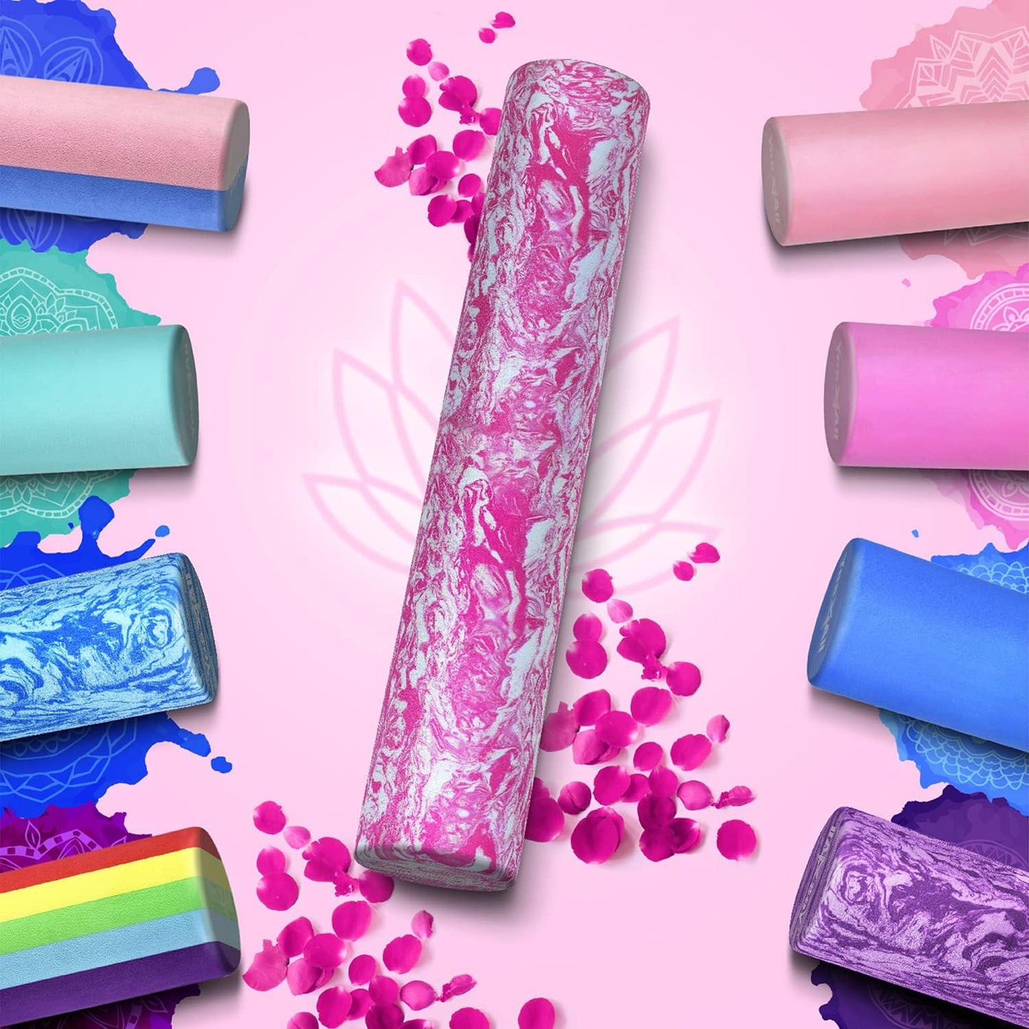 Yes4All EVA Firm Foam Roller for Back - Round Back Roller for Exercise, Yoga & Pilates 12/18/24/36 inch