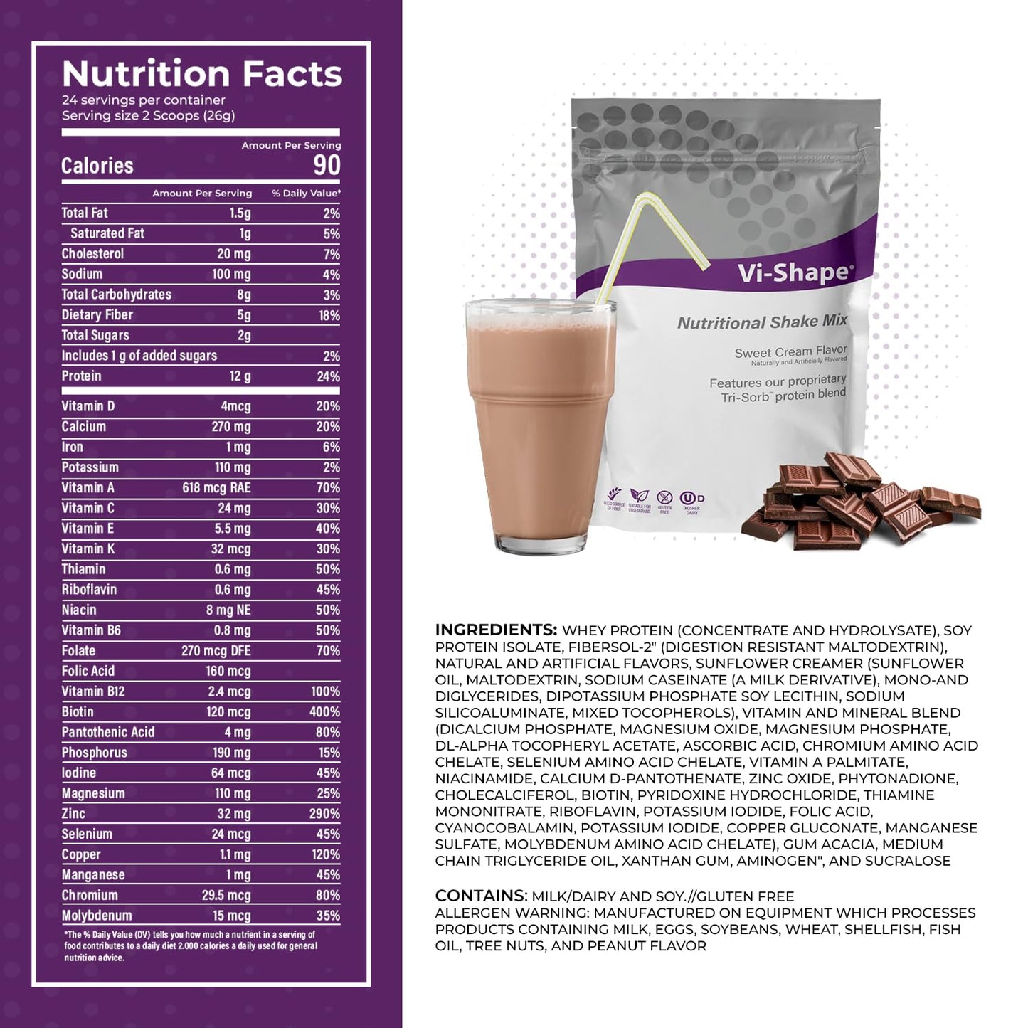 Chocolate Cardia + Vi-Shape - 1 Shake Pouch (24 Servings) + 1 Box Chocolate Mix-In (15 Servings) Delicious Chocolate Goodness, Formerly Known as Visalus