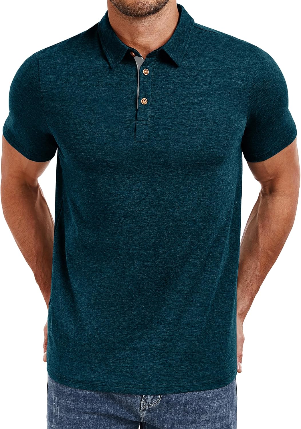 PEGENO Mens Polo Shirts Short Sleeve Casual Cotton Golf Shirts Performance Polo Shirts for Men