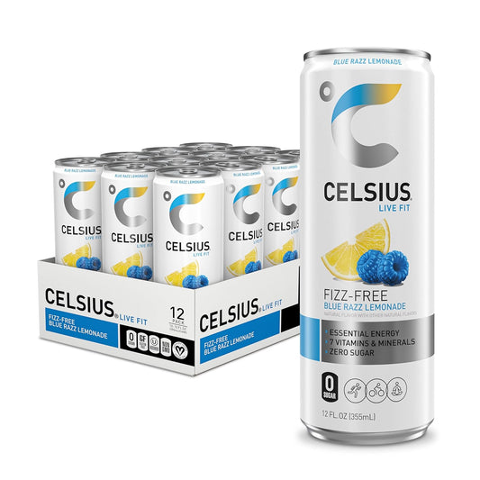 CELSIUS Fizz Free Blue Razz Lemonade, Sugar Free Energy Drink, 12 Fl Oz (Pack of 12)