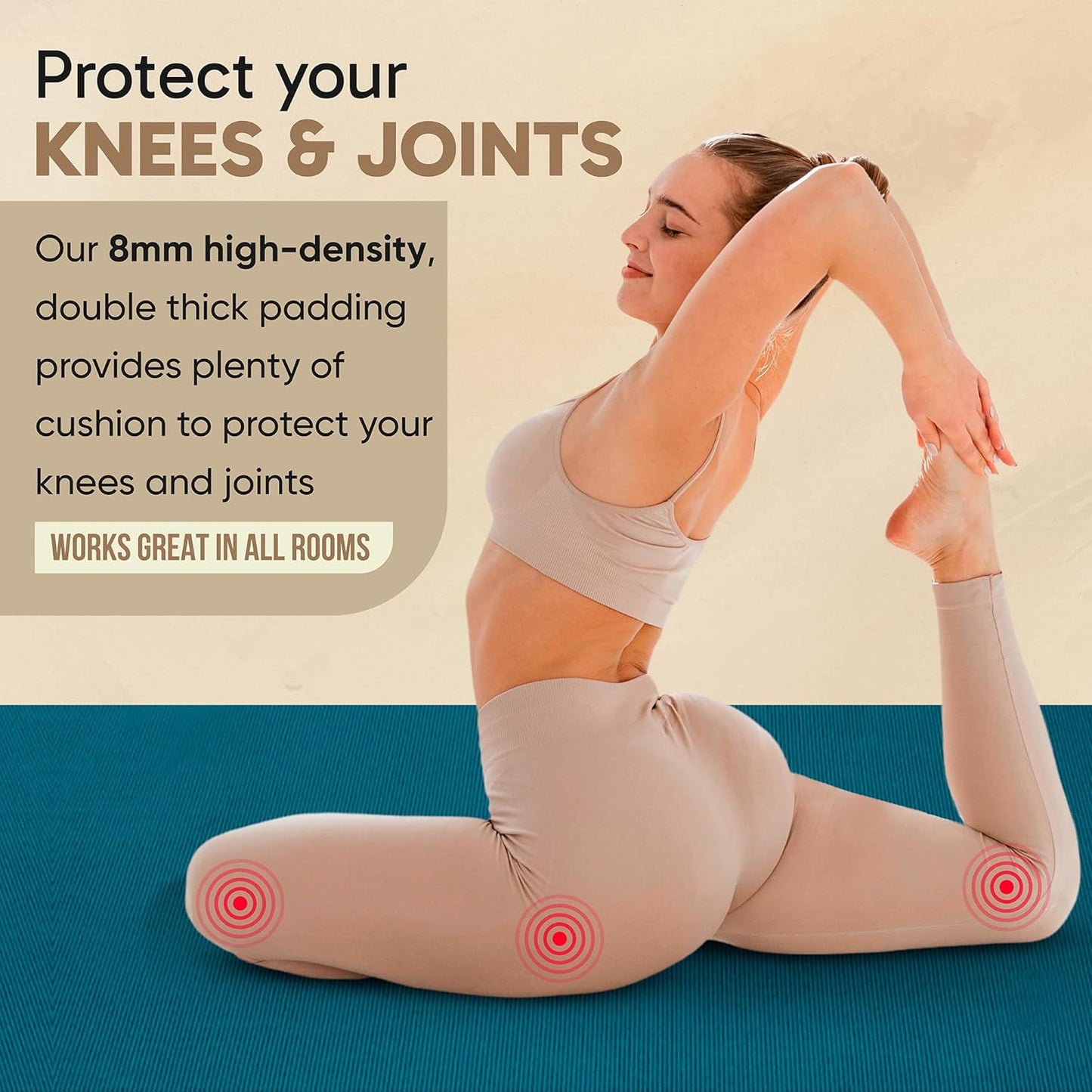 Gorilla Mats Premium Large Yoga Mat – 7' x 5' x 8mm Extra Thick & Ultra Comfortable, Non-Slip Barefoot Exercise Mat – Works Great on Any Floor for Stretching, Cardio or Home Workouts