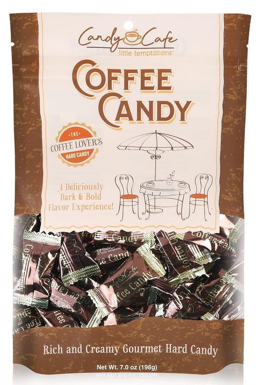 Candy Shop Coffee Candy, Dark Coffee Candy, Rich and Creamy Gourmet Hard Candy, Authentic Brazilian Coffee Flavor, Individually Wrapped, Resealable Bag (Coffee, 7 Oz)