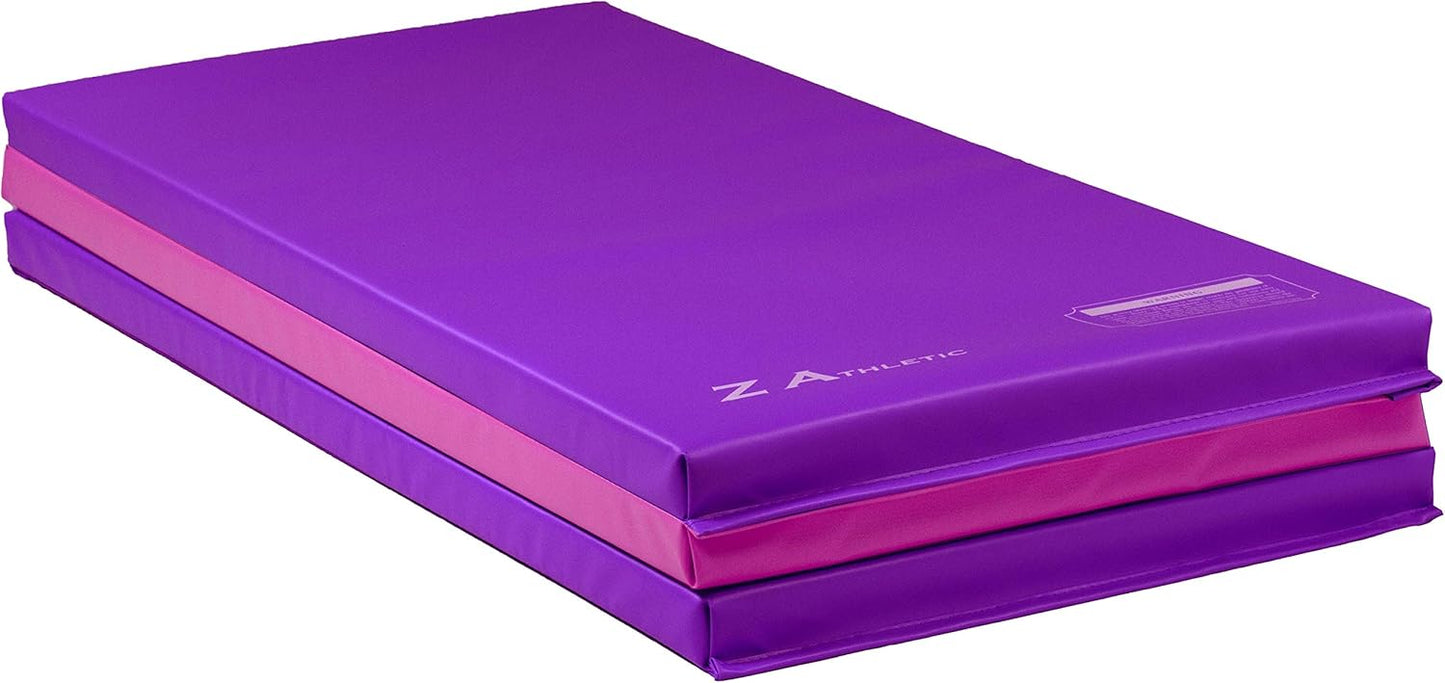 Z Athletic Folding Mat for Gymnastics, Tumbling, Cheerleading, and More, 4 Ft x 6 Ft x 2 In