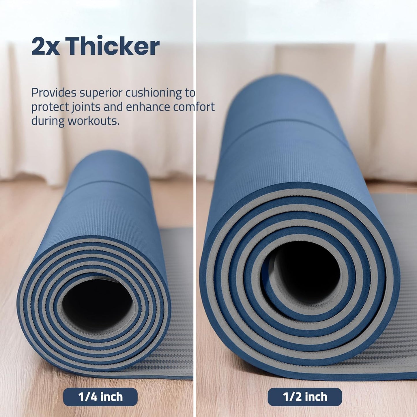 Extra Wide Yoga Mat for Men Women (72"L x 36"W) Non Slip Fitness & Exercise Mat with Alignment Marks for Yoga, Pilates, Floor Workouts