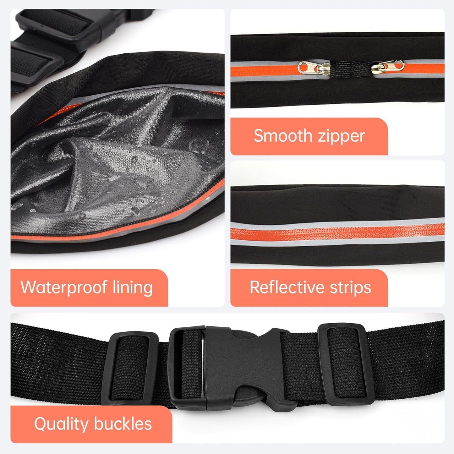 Slim Running Belts for Women Men - Running Phone Holder Fanny Pack for Key, Accessories Fits ALL Cell Phones, Orange
