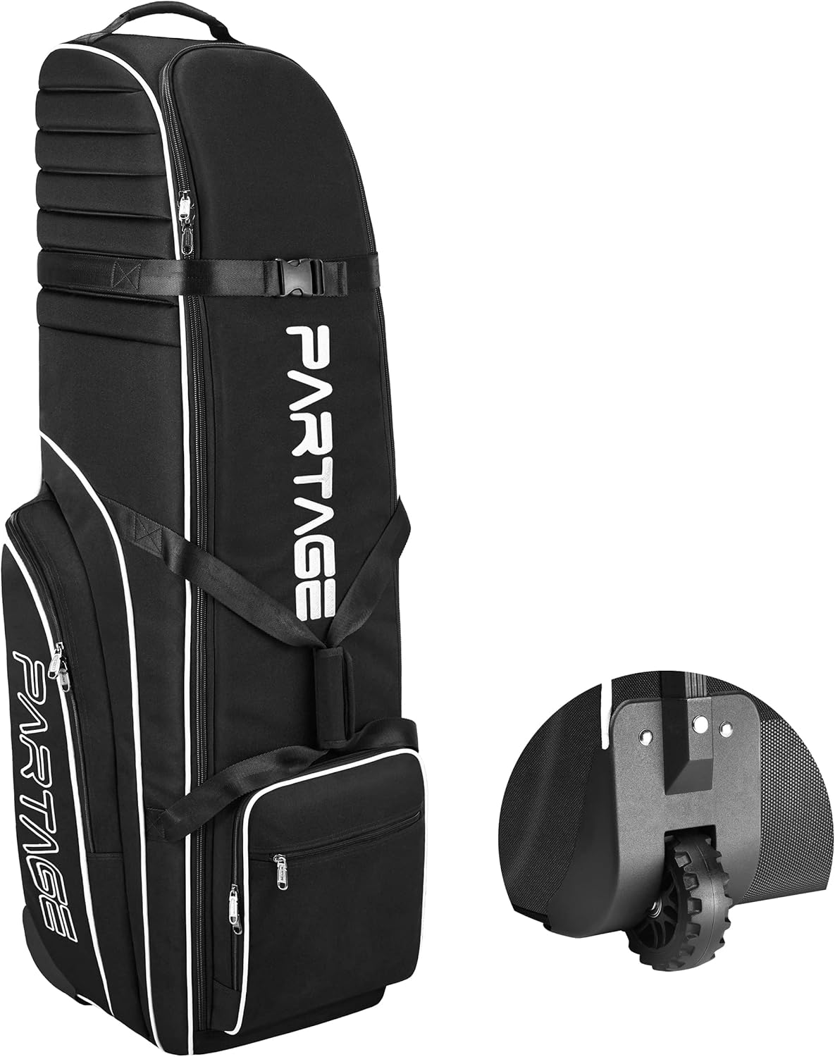 Partage Golf Travel Bag with Wheels, Golf Travel Case for Airlines, 900D Heavy Duty Oxford -Black