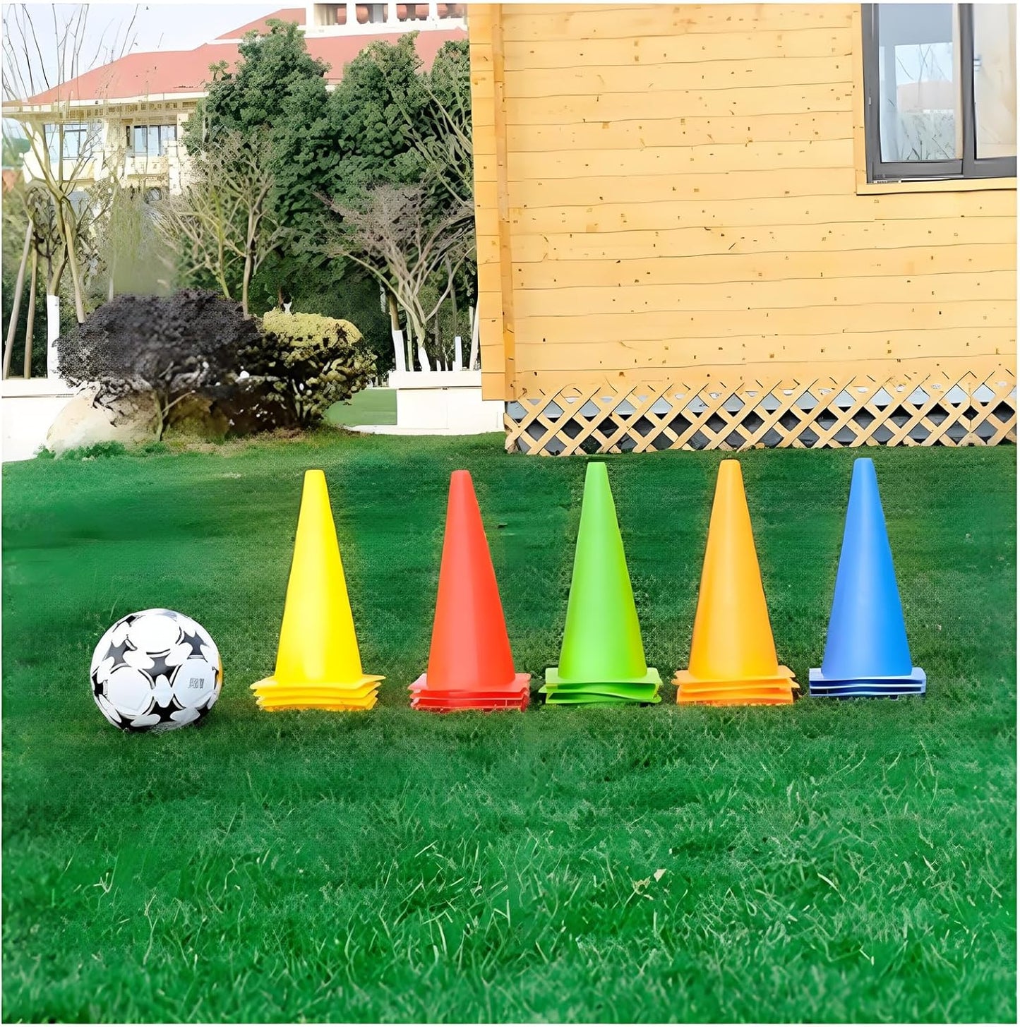 Soccer Cones (9 Inch 20 Pack), Agility Training Sport Cone with Carry Bag for Drilling Football Basketball Field Markers,