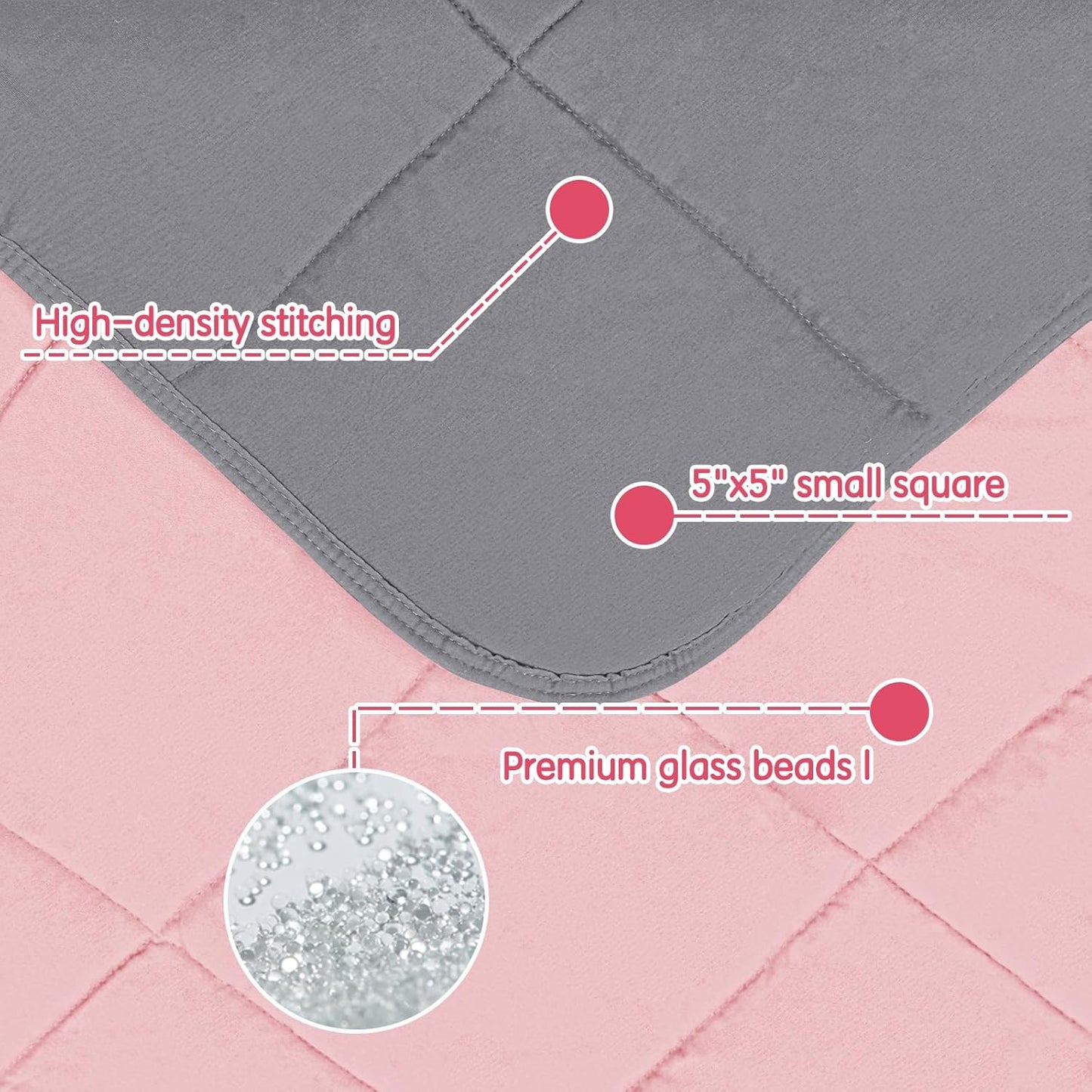 yescool Weighted Blanket (10 lbs, 41" x 60", Pink Grey) Cooling Heavy Blanket for Sleeping Perfect for 90-110 lbs, Breathable Blanket with Premium Glass Bead, Machine Washable