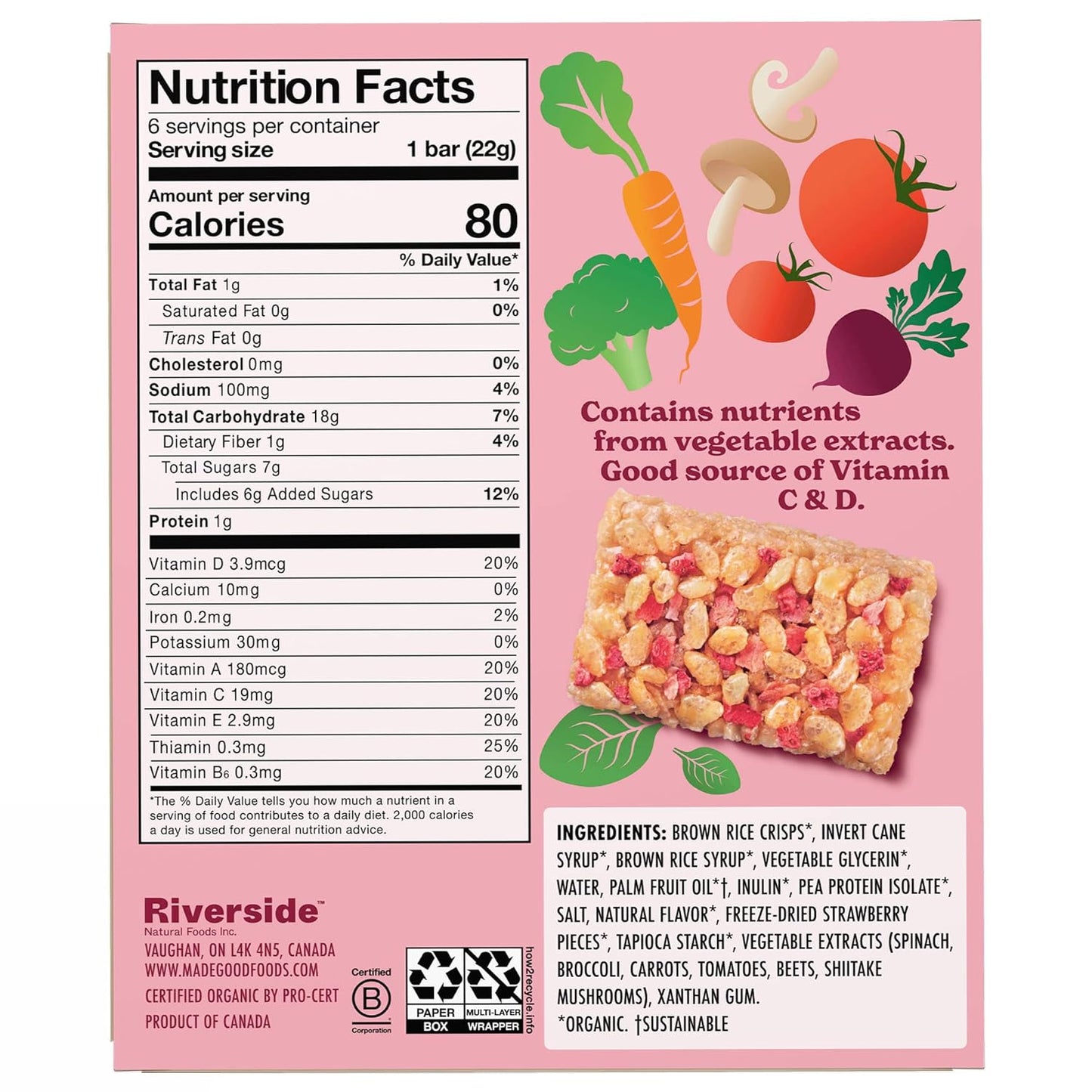 MadeGood Crispy Squares, Strawberry (36 Count) Gluten Free Snacks