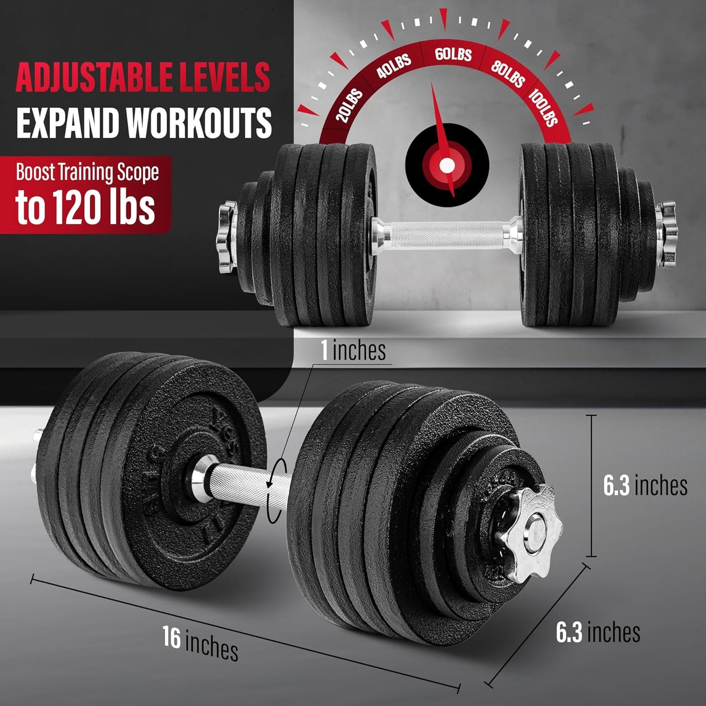 Yes4All Old School Adjustable Dumbbell Set with Weight Plates, Star Lock Collars/Connector, 40lbs to 200lbs Adjustable Weight Plates Set