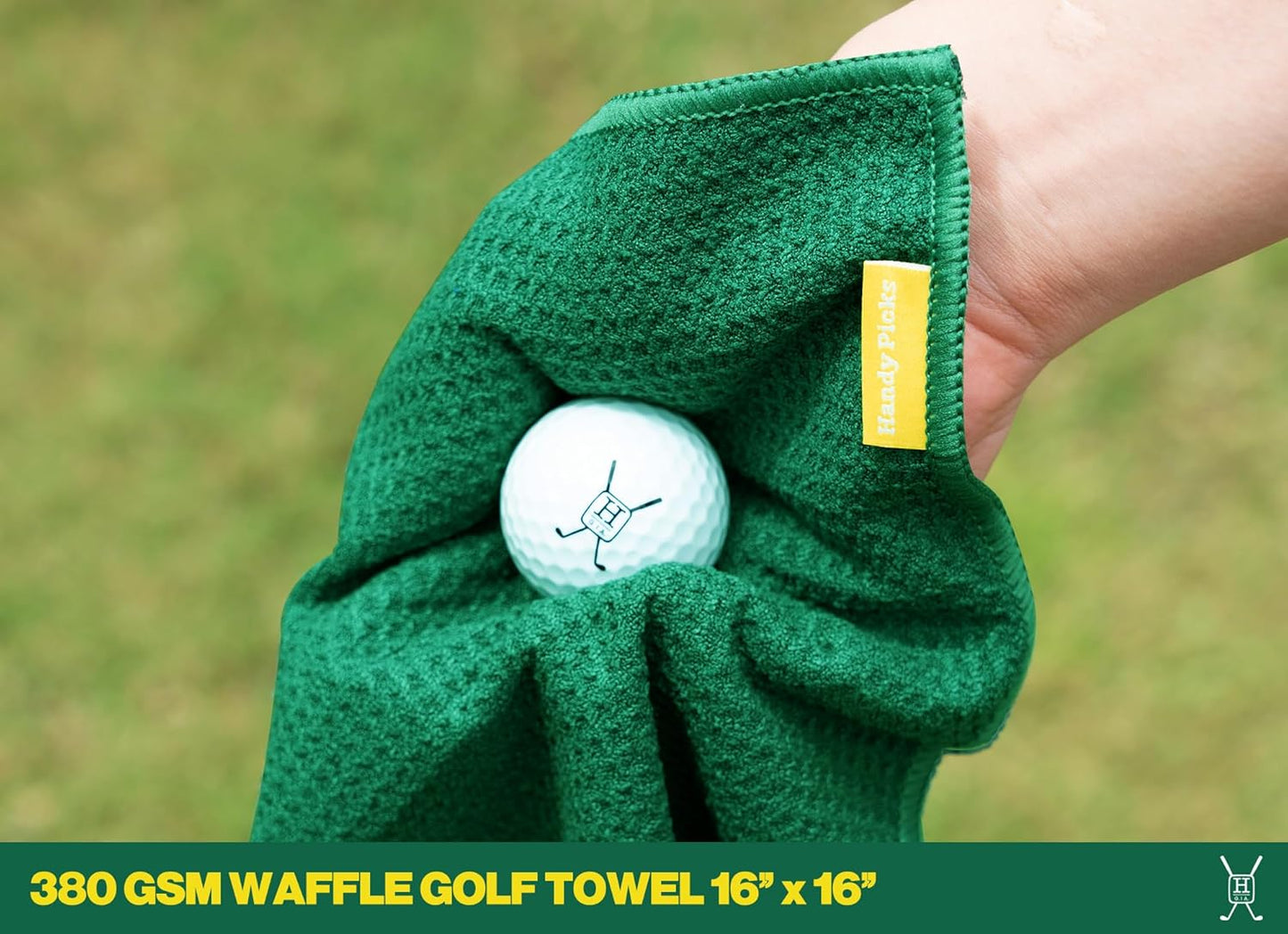 Handy Picks Golf Club Cleaner with Water Bottle Holds 5.5 OZ, Heavy Duty Metal Retractable Magnetic Clip, Waffle Microfiber Golf Towel, Ideal Water Brush Combo