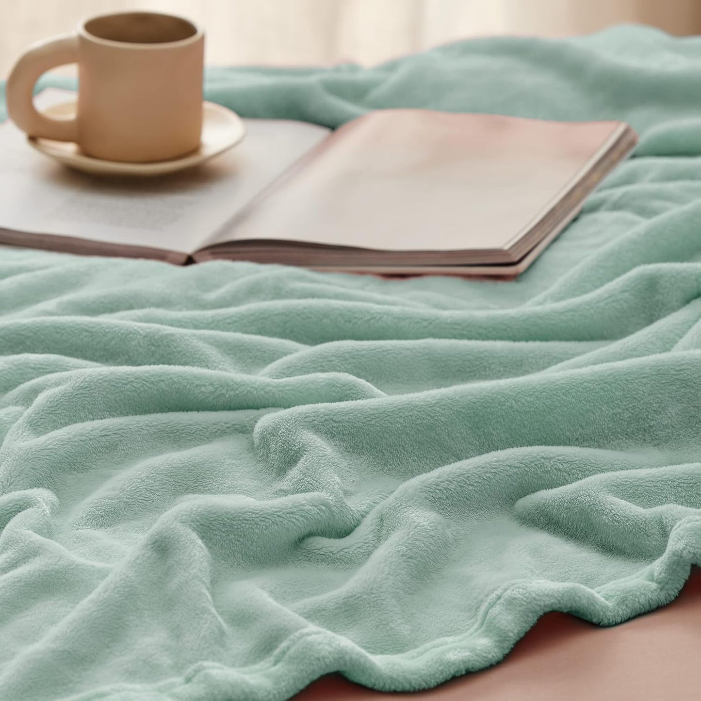 Bedsure Fleece Bed Blankets Full Size Sage Green - Soft Lightweight Plush Fuzzy Cozy Luxury Blanket Microfiber, 84x90 inches