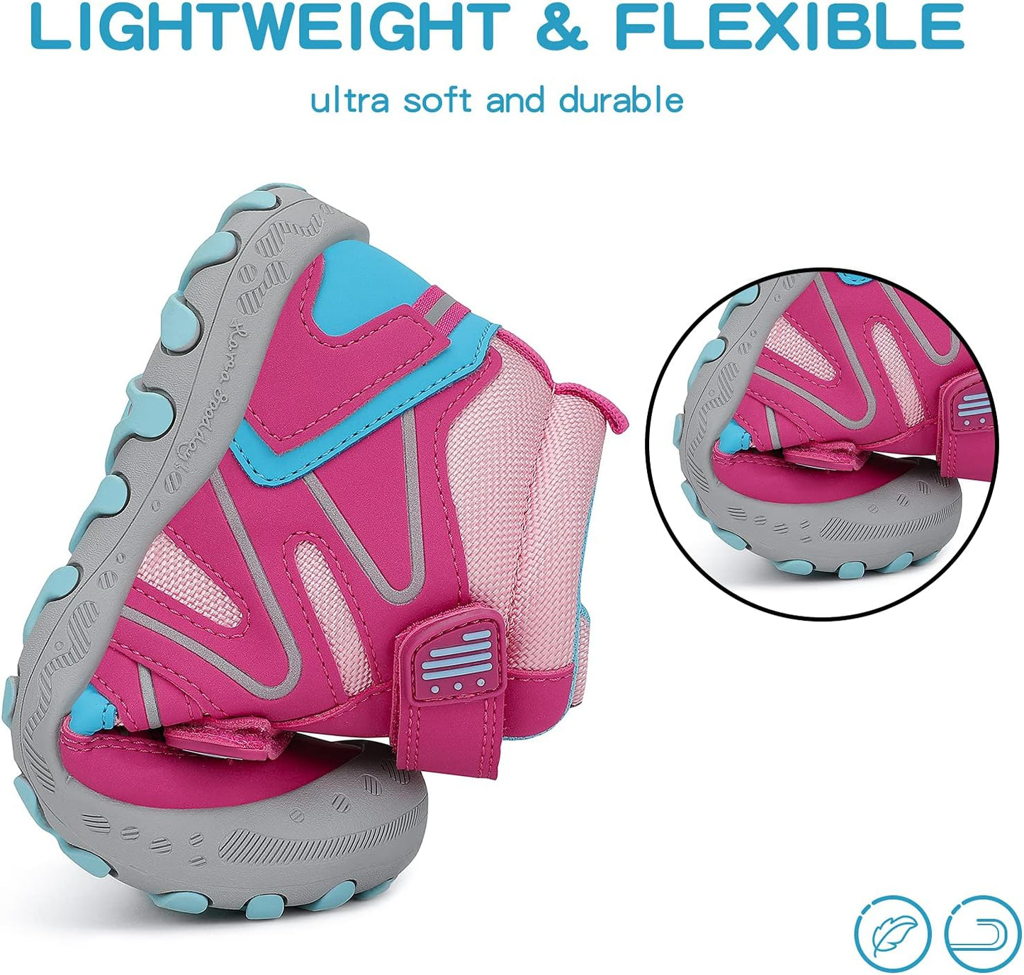 Mishansha Kids Water Resistant Hiking Boots, Boys Girls Anti Collision Anti-Skid Athletic Outdoor Adventure Trekking Shoes