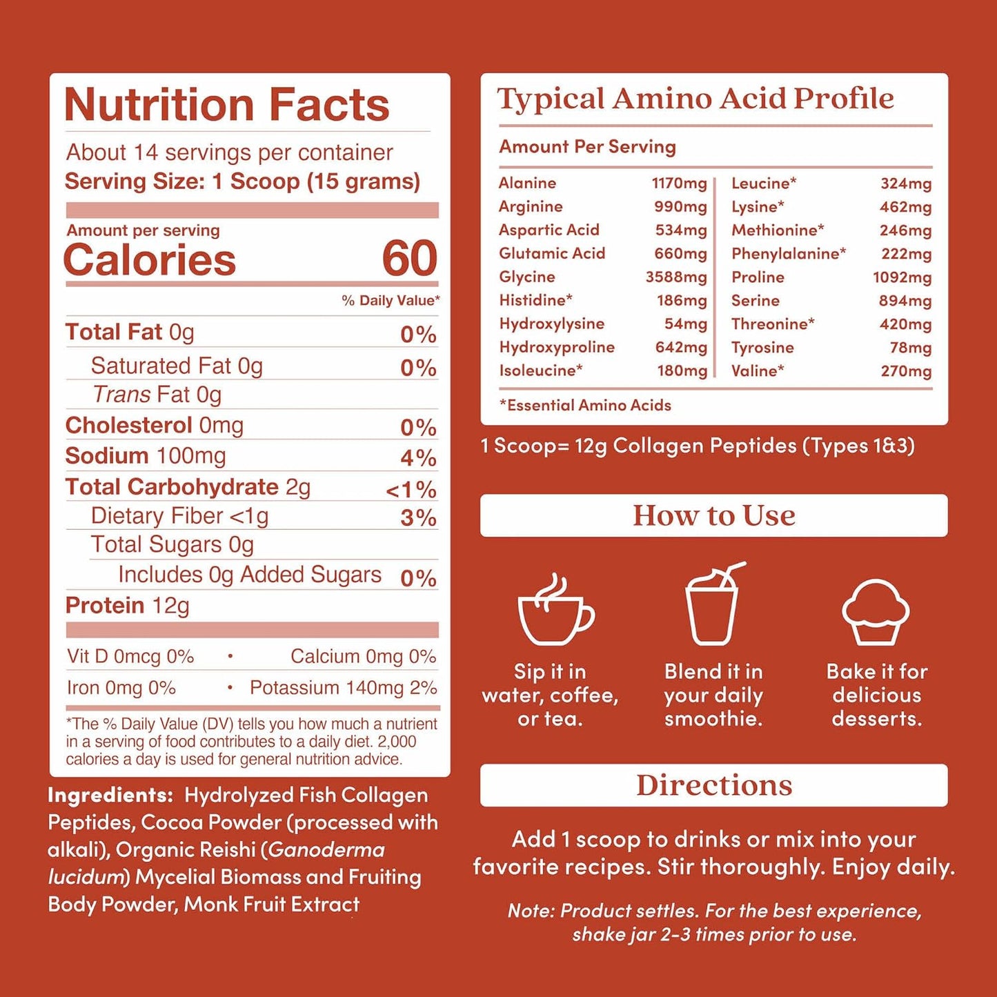 Further Food Chocolate Marine Collagen Peptides Powder, Wild Caught, Sustainable, Type 1, 2 & 3 Collagen, Gut + Joint Support, Hair, Skin, Nails, Sugar-Free 7.41 oz