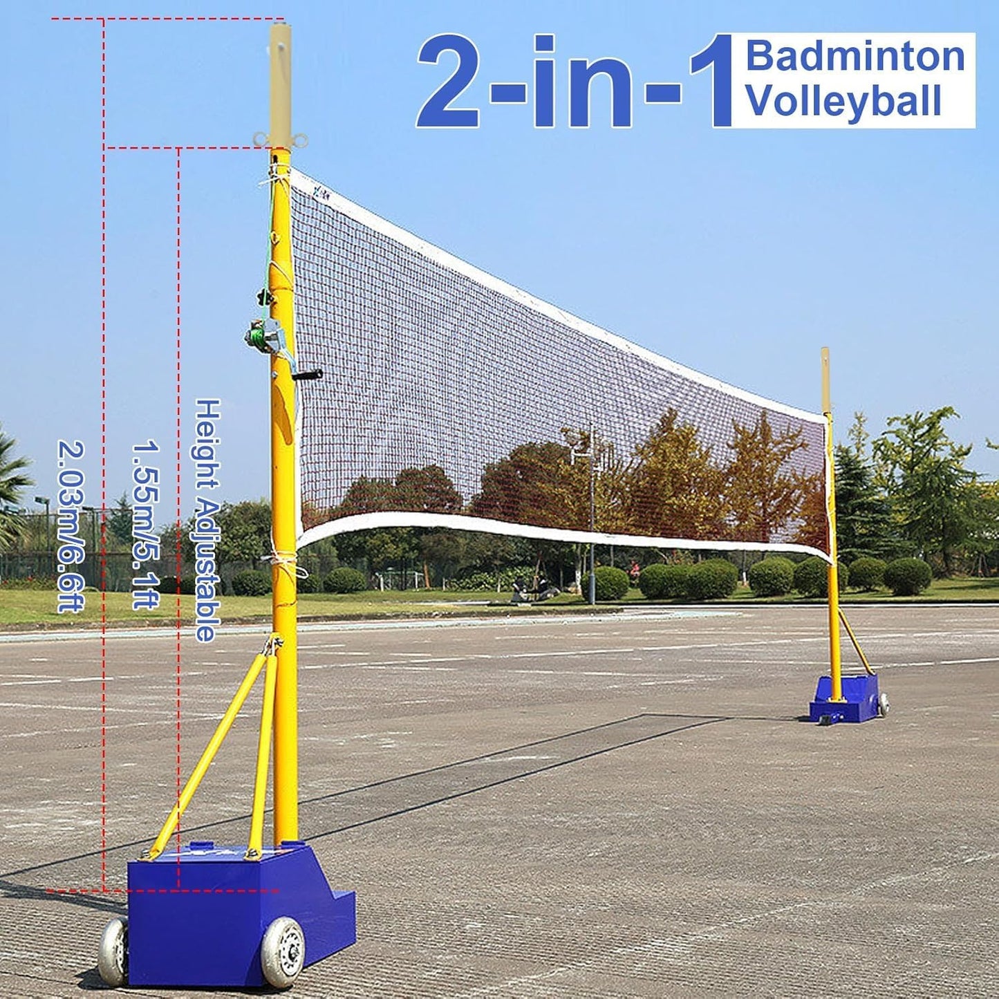Volleyball Poles, Volleyball Net for Backyard Adjustable Height Poles, Outdoor Portable Volleybal Net Training Stands, Heavy Duty Badminton Nets Sets,for Adults Youth