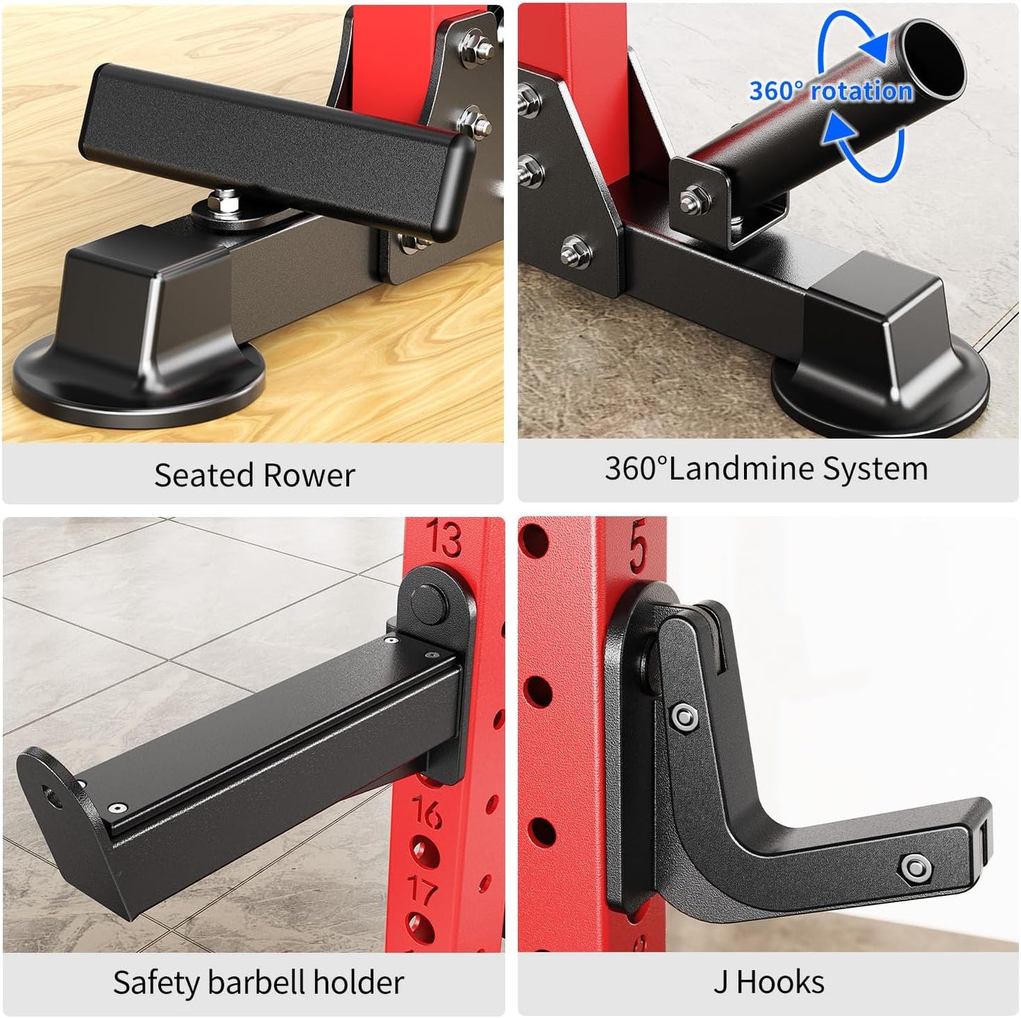 Power Cage,1600lbs Multi-Function Power Rack with Adjustable Cable Crossover System and More Training Attachment, Weight Cage for Home Gym