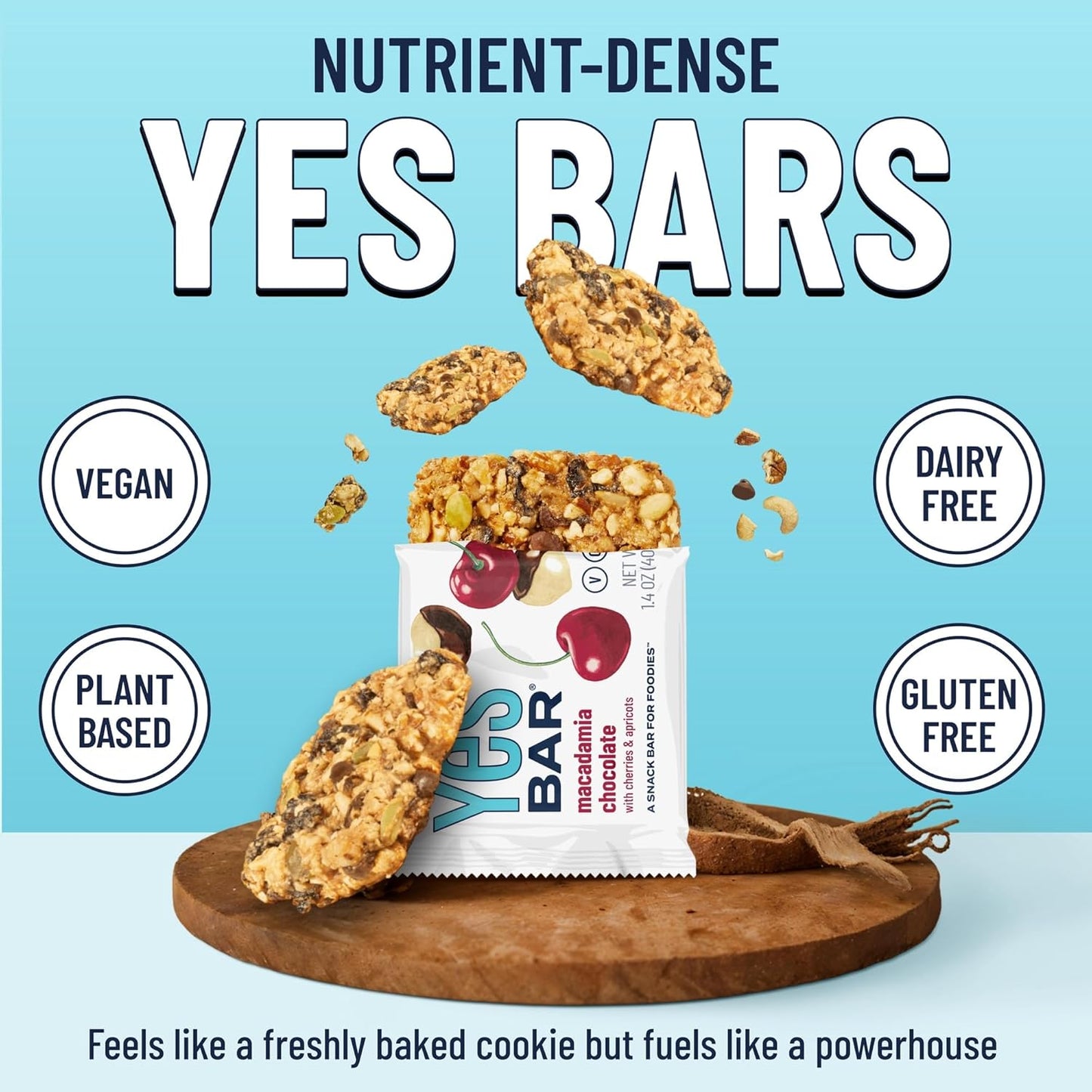 The YES Bar YES Bar – Macadamia Chocolate – Plant Based Protein, Decadent Snack Bar – Vegan, Paleo, Gluten Free, Dairy Free, Low Sugar, Healthy Snack, Breakfast, Low Carb, Keto Friendly (Pack of 6)