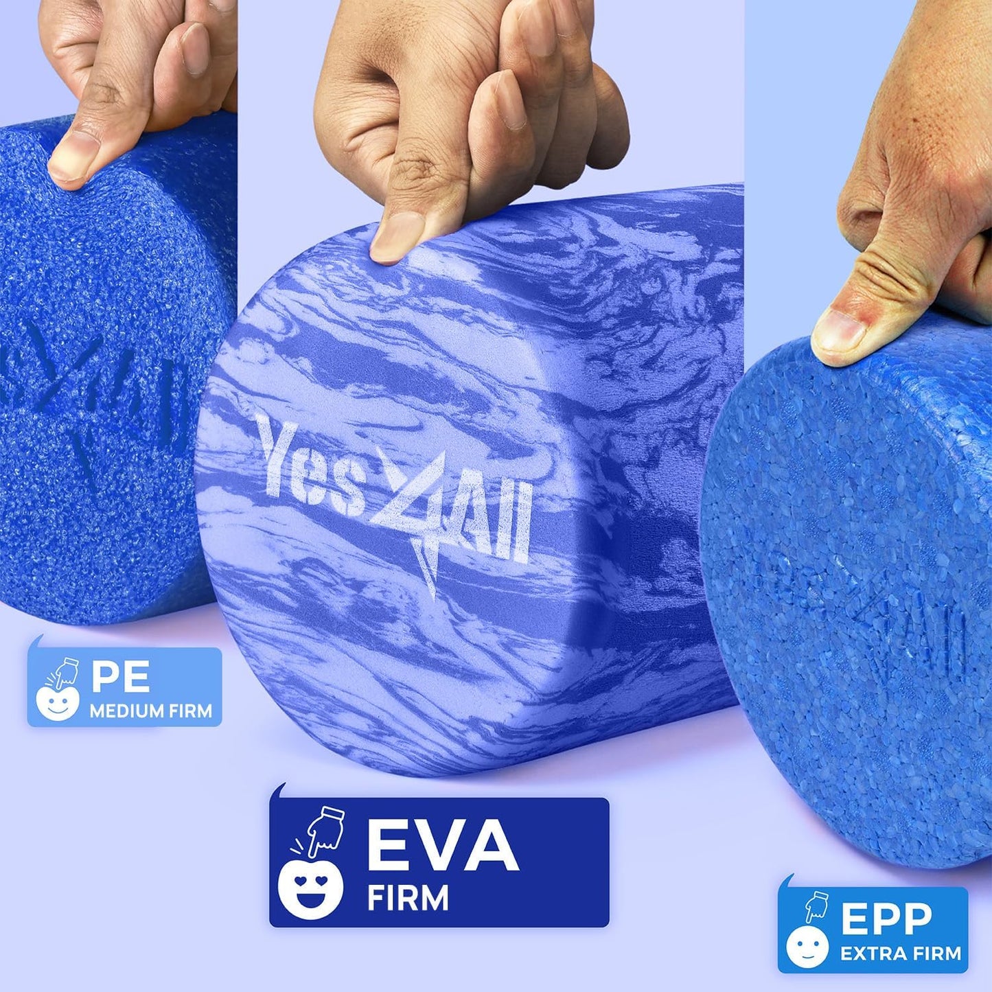 Yes4All EVA Firm Foam Roller for Back - Round Back Roller for Exercise, Yoga & Pilates 12/18/24/36 inch