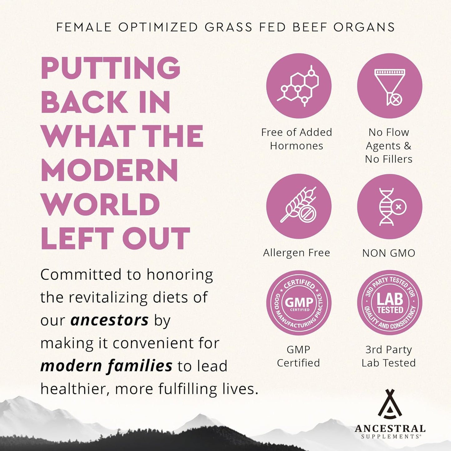 Beef Organ Supplement for Women – Supports Hormone Balance, Energy & Wellness – Grass Fed, Pasture Raised Superfood – Liver, Heart, Kidney, Bone Marrow – Collagen, CoQ10, B12 – Female Support Blend