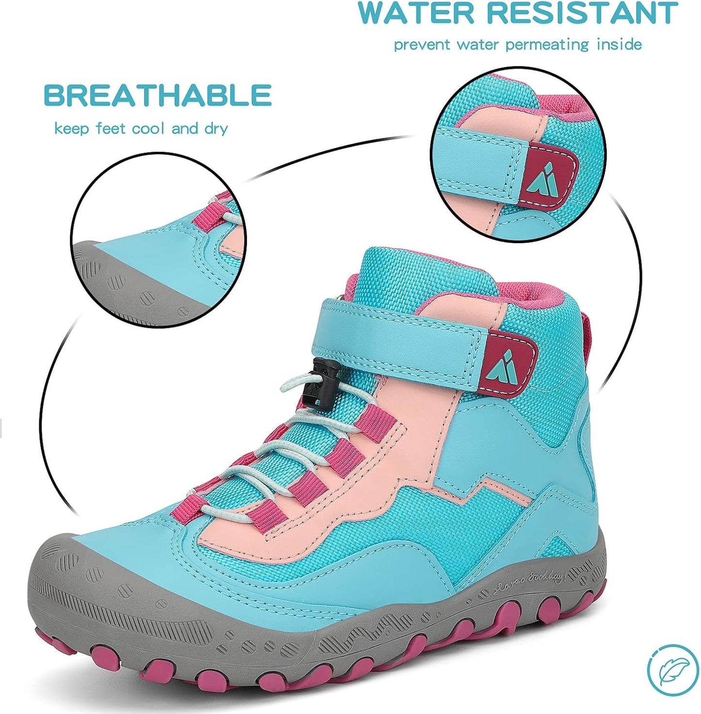 Mishansha Kids Water Resistant Hiking Boots, Boys Girls Anti Collision Anti-Skid Athletic Outdoor Adventure Trekking Shoes