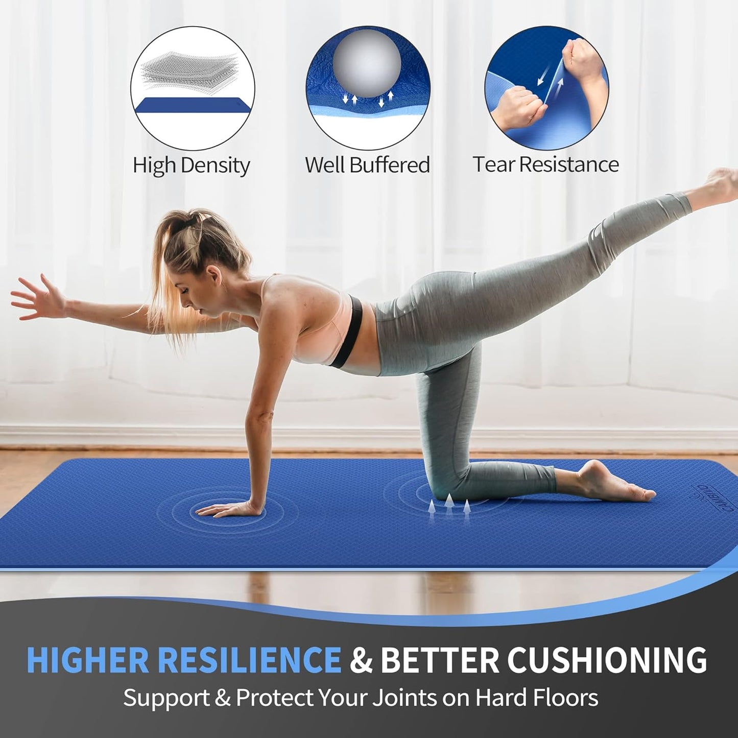 CAMBIVO Extra Wide Yoga Mat for Women and Men (72"/84"x 32"x 1/4") TPE Workout Mat, Non-slip Large Exercise Fitness Mat for Yoga, Pilates, Workout