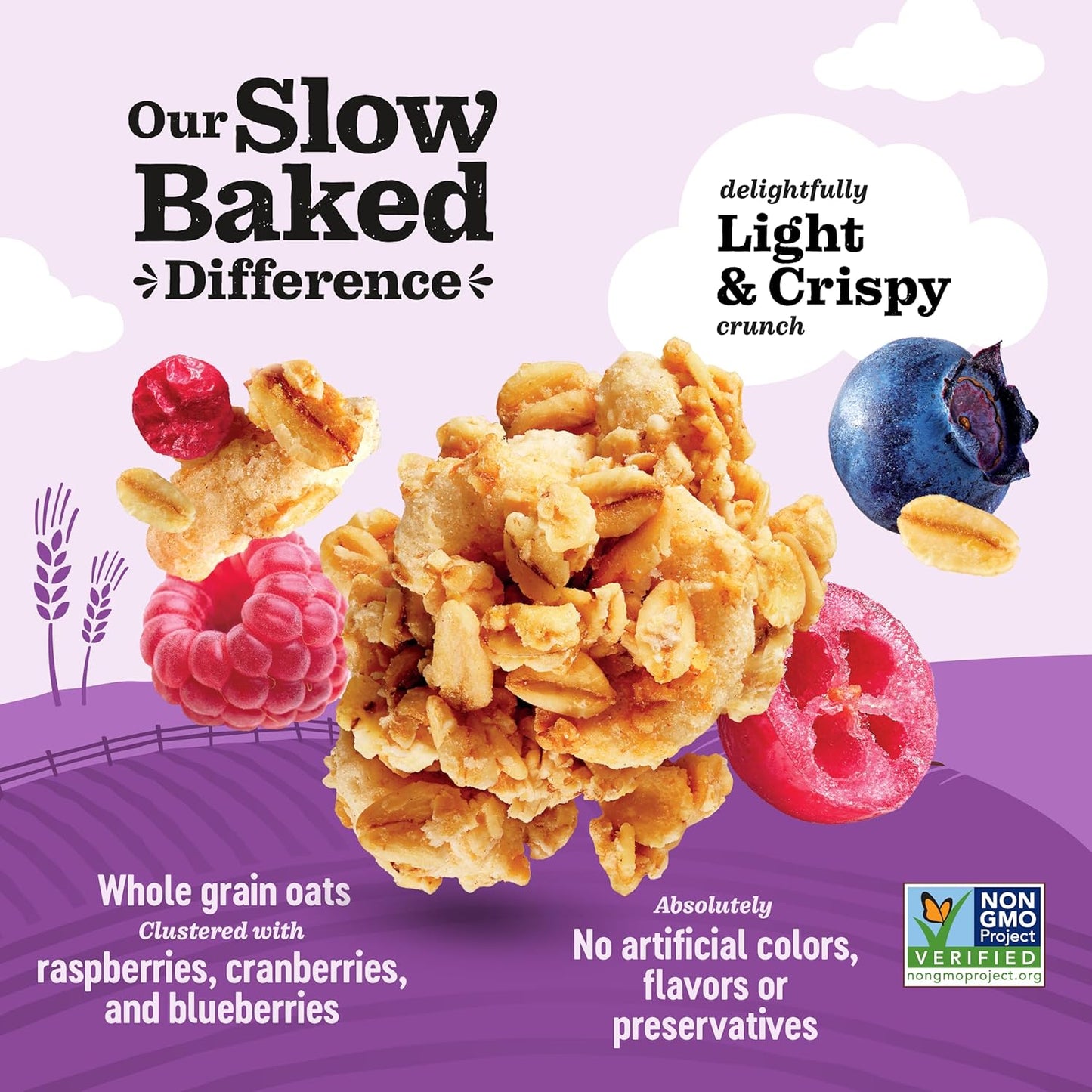 Jordans Slow Baked Granola | Mixed Berry Granola with Raspberries, Blueberries and Cranberries | non-GMO, No Artificial Flavors, Colors, or Preservatives | Better for You Snacks for Adults & Kids | 11.4 oz (Pack of 3)
