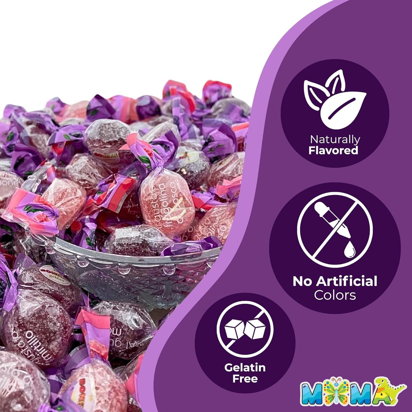 B0nelle Italian Fruitti Di Bosco Jelly Candy - 1 lb Assorted Individually Wrapped Jelly Fruit Candy - Delicious Mima's Memorial Day Mega Sale Treats for Gifting & Sharing