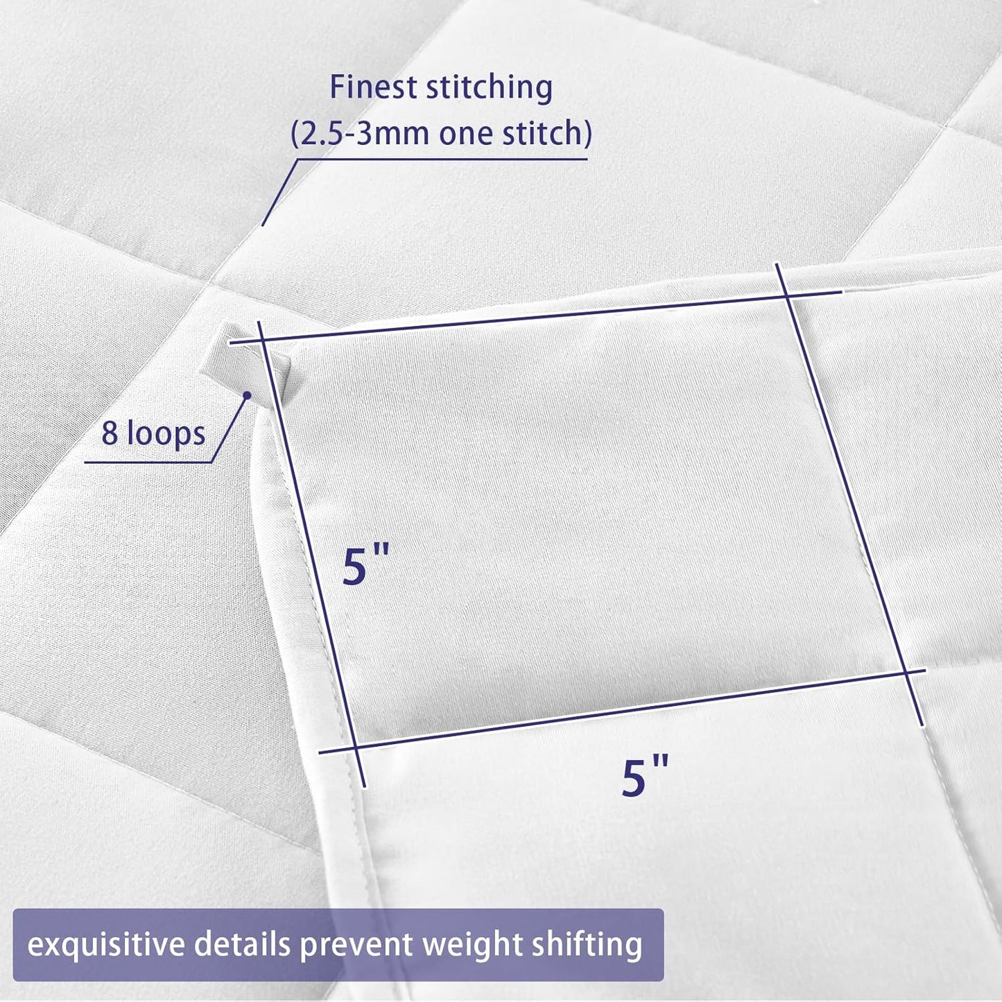 King Size Weighted Blanket for Adults (20 lbs, 80” x 87”, White) Cooling Heavy Blanket for Sleeping Perfect for 190-210 lbs, Breathable Blanket for Adults & Couple All Season, Machine Washable