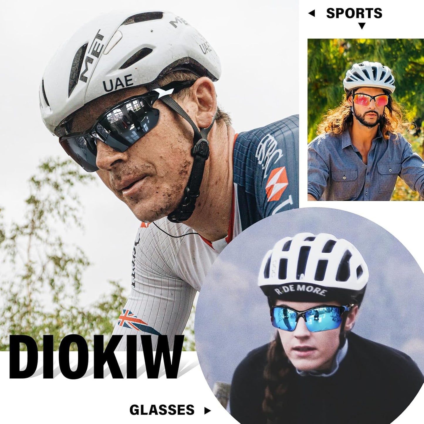 Sports Polarized Sunglasses for Men Cycling Running Fishing UV Protection Sun Glasses Lightweight Half Frame Goggles