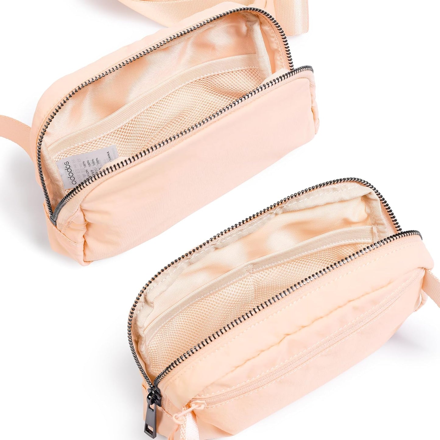 ODODOS Unisex Mini Belt Bag with Adjustable Strap Small Fanny Pack for Workout Running Traveling Hiking, Pale Coral